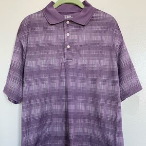 PGA Tour Mens Sz M Golf Polo Shirt Purple Plaid
